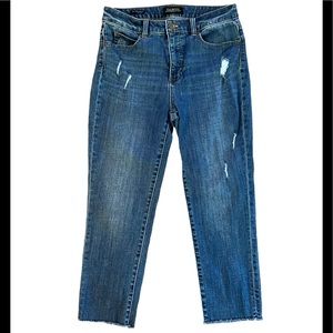Talbots Flawless Slim Straight Distressed Raw Hem Crop Jeans High Rise